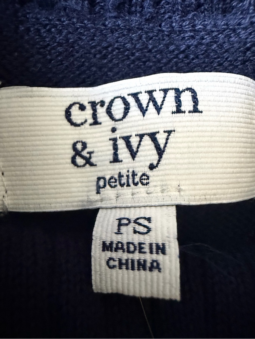 Crown & Ivy- Navy Cowl Neck Split SideSweater - Classic Cozy Knit - Picture 6 of 9